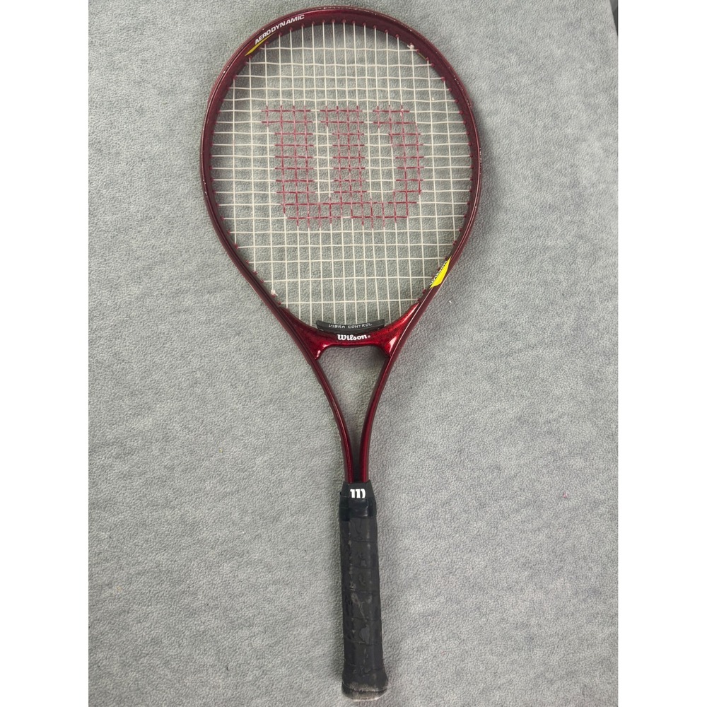 Wilson Aerodynamic Tennis Racket Metallic Red Vibra Control Performance‎ Frame